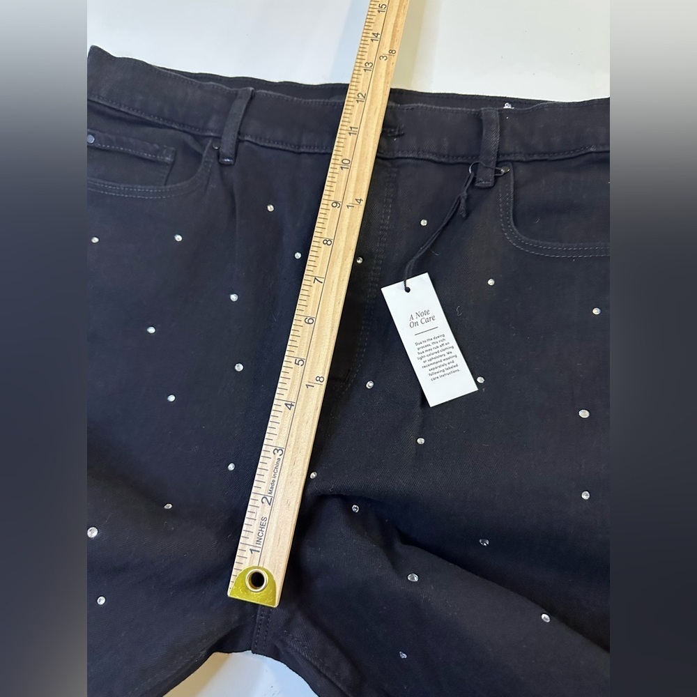 NWT Ann Taylor Sz 12 The Flare Crystal High Rise Embellished Black Denim Jeans - Picture 8 of 9